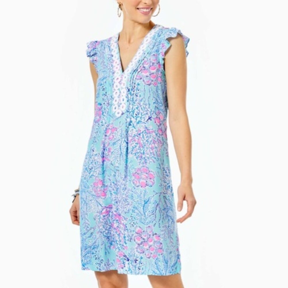 Lilly Pulitzer Joan Tunic Dress in Now You Sea Me Sz M Excellent Used Condition